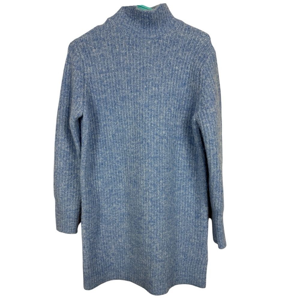 Zara Knit Mock Neck Dress Blue wool blend women's size Small